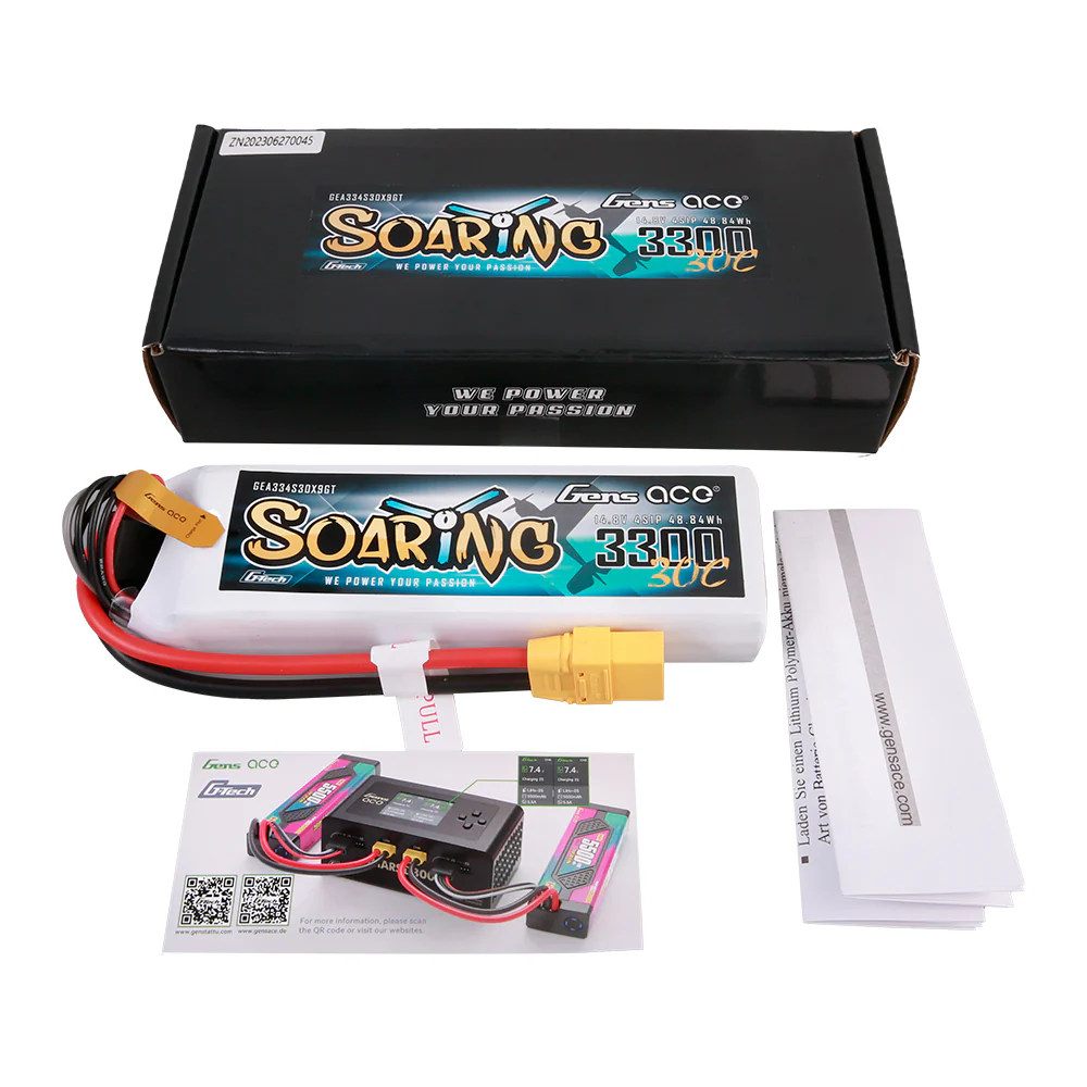 Batería Lipo Gens Ace G-Tech Soaring 4S 3300mAh 14.8V 30C con conector XT90 - Imagen 2
