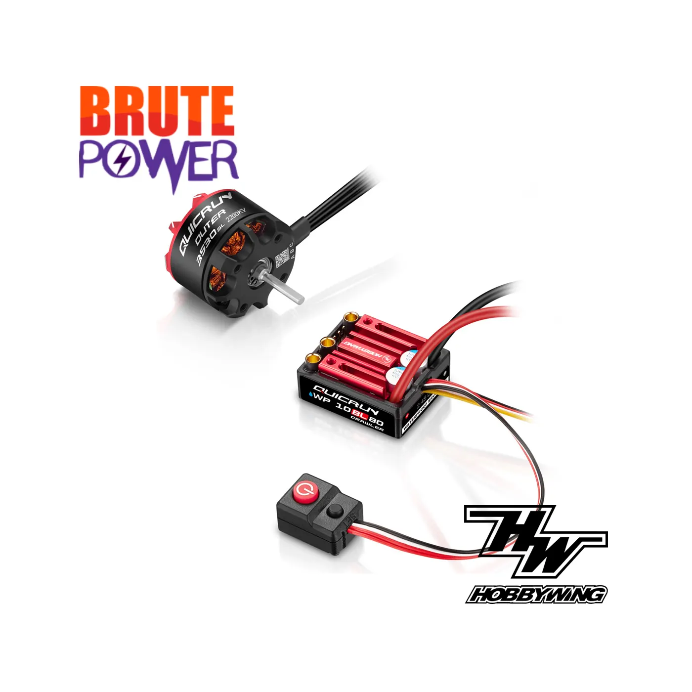 Combo Hobbywing WP10BL80 y Outrunner 2200KV QuicRun G2 Waterproof para Crawler 1/10