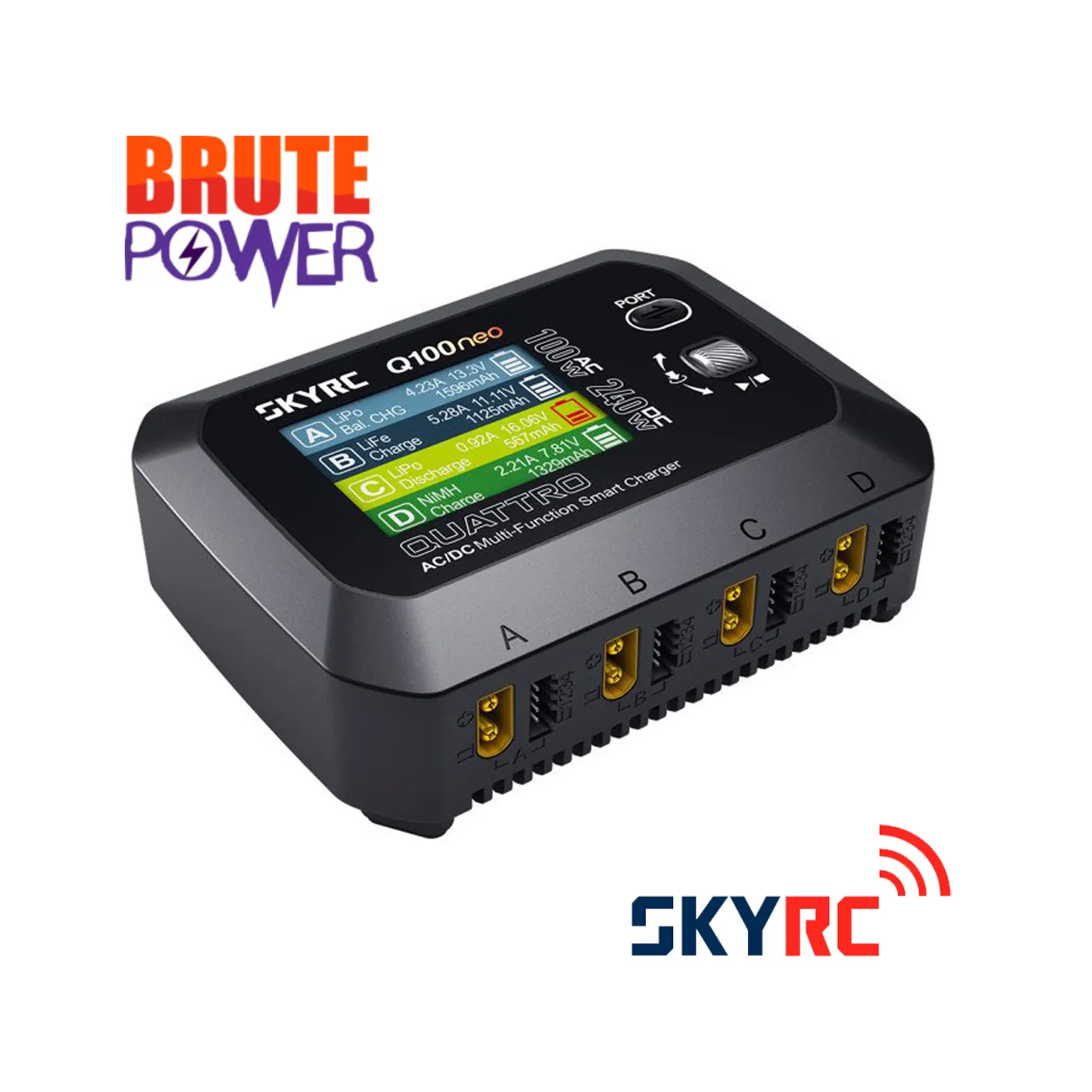 SKYRC Q100 neo – Cargador Inteligente LiPo de 4 Canales AC/DC 400W